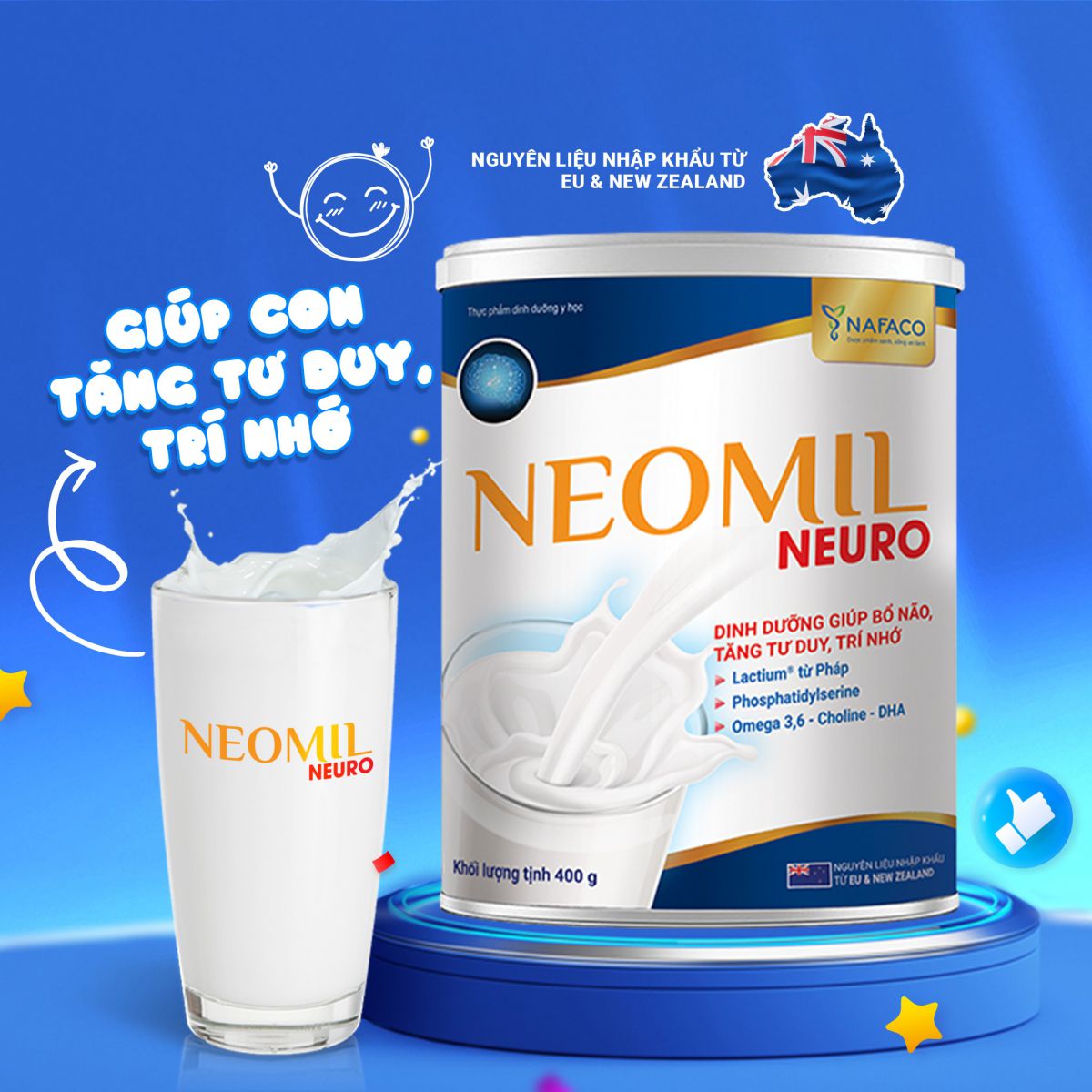 Neomil Neuro không chỉ giúp bảo vệ sức khỏe của não bộ mà còn mang lại hiệu quả vượt trội trong việc cải thiện trí nhớ và khả năng tư duy sáng tạo.