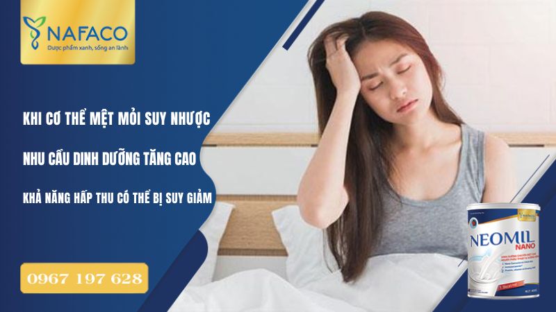 Khi cơ thể mệt mỏi hoặc suy nhược, nhu cầu dinh dưỡng tăng cao nhưng khả năng hấp thu bị suy giảm
